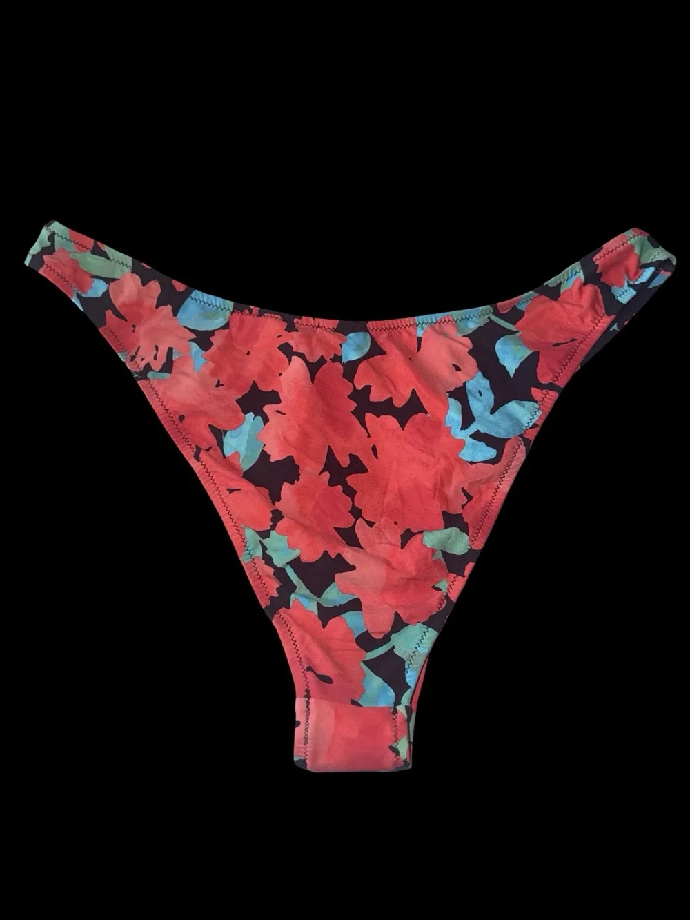 Lulu’s Gone Coastal Black Floral Print Low Rise Bikini Bottoms